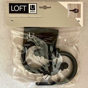 Loft Umbra Drapery Curtain Holdback * Bishop * Black * Set of 2 * New In Package